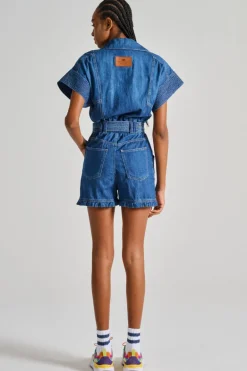 Tuta denim blu