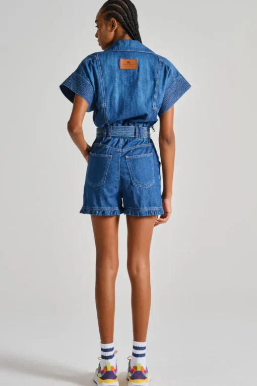 Tuta denim blu
